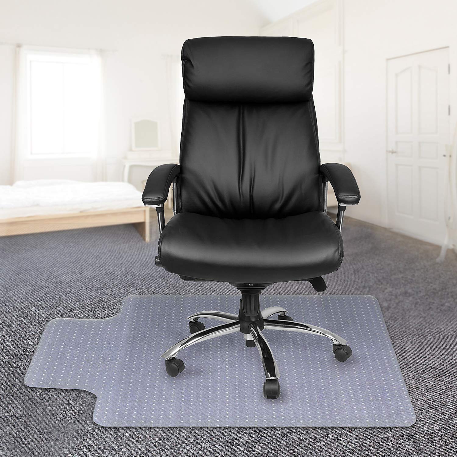 Kuyal Office Chair Mat for Carpets,Transparent Thick and Sturdy Highly Premium Quality Floor Mats for Low and Medium Pile Carpets, with Studs (36 Inches X 48 Inches with Lip)
