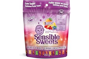 Huer - Sensible Sweets Mix Fruity Fish & Bears 3 Pack - Low-Sugar, Low-Calorie, All-Natural Gummy Candy - 150g Bags