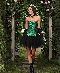 SZIVYSHI Black and Green Corset for Women - Bustier