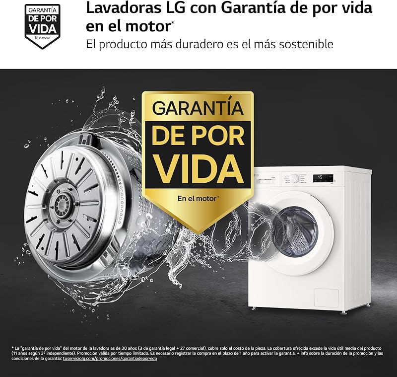 LG W4X1085NWH - Inversor Direct Drive Washer Dryer 8/5kg, 1400 rpm, 6 Motion, Vapor a vapor, Wi-Fi ThinQ, A Classificação (Lavagem) E (Secagem, Série 140, Branco