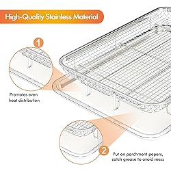 Air Fryer Basket for Oven, 2 Set Air Fryer Pan and