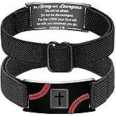 HSWYFCJY Baseball Bible Verses Cross Bracelet for Boys Men Coach Team Kids Player Adjustable Strap Christian Religious Bracelets Baseball Baptism Jewelry Gifts for Him Valentines Day Birthday