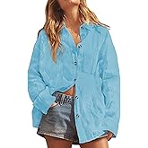 Dookttker Women's Cotton Linen Button Down Shirt V Neck Roll Up Long Sleeve Collared Blouse Loose Fit Casual Work Tops