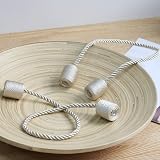 OCIOLI 2 Pack Magnetic Curtain Tiebacks Beige Modern Rope Tiebacks 45cm view 4