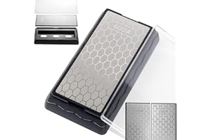 CWOVRS Diamond Knife Sharpening Stone Double-Sided, Diamond Sharpening Plate Honeycomb Surface Plate with Non-Slip Base for Scissors Knives Outdoor Kitchen Sharpen Tools Coarse 600# / Extra Fine 1200#