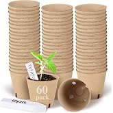 DSUWAZU Peat Pots,60 Pcs 3.15 Inch Seed Starting Pots with Drainage Holes Round Nursery Plants Pots with Bonus 20 Plant Labels (3.15 Inch)