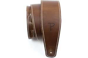 P PERRI'S LEATHERS LTD. Perri's Leathers Ltd. - Baseball Leather Series - Adjustable Guitar Strap from 41” to 56” - Electric, Acoustic, Bass Guitar Strap - Tan (SP25S-7049)