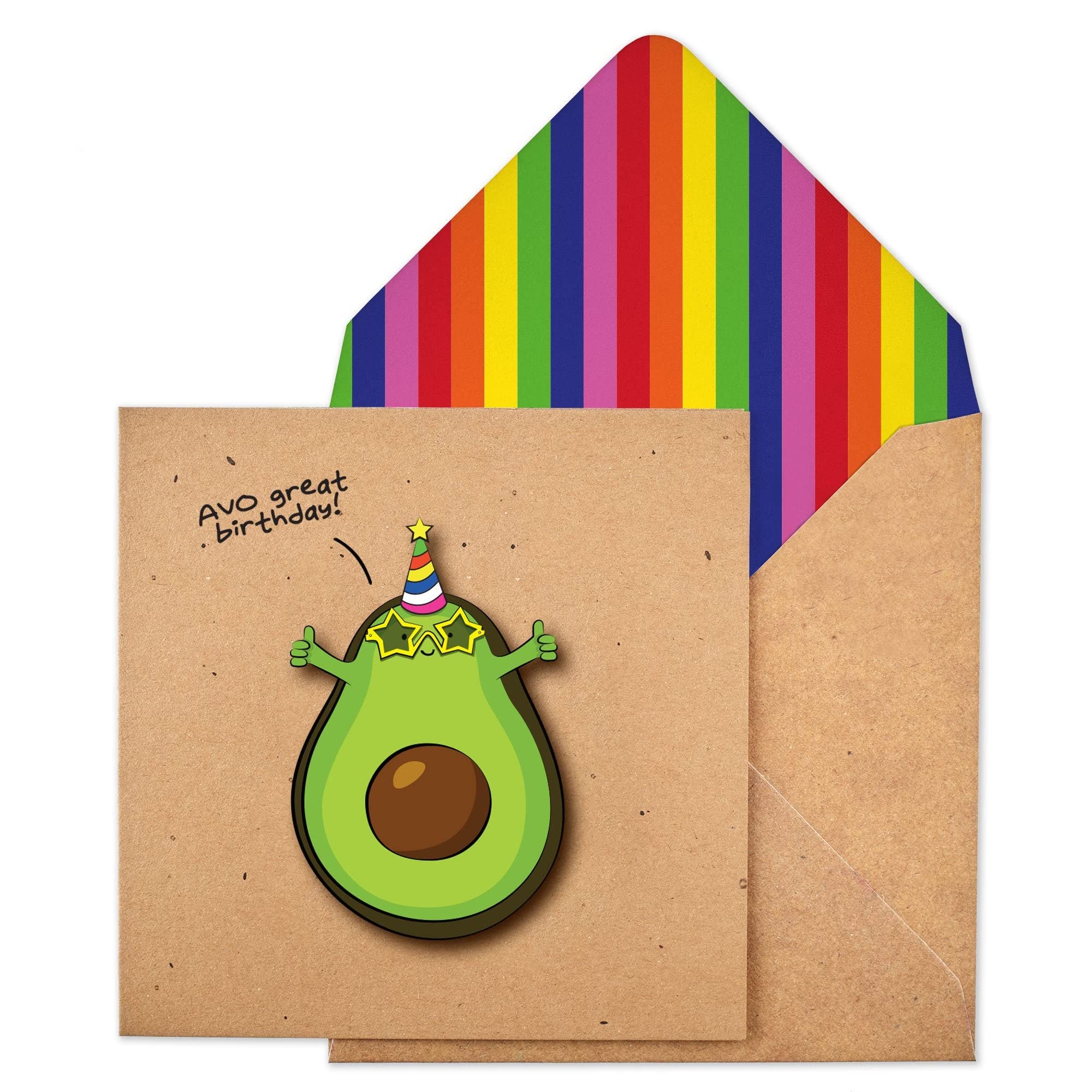 Tache Avocado Premium Handmade FSC® Certified Greeting Card With Envelope. Birthday Card For Him Her Men Women Wife Husband Sister Brother Daughter Mum Or Dad.