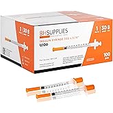 BH Supplies Insulin Syringes U-100 30G 1ml/cc 5/16" (8mm) Pack of 100 Pcs