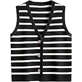 LILLUSORY Vest Tops for Women 2026 Summer Outfits Striped Sweaters Button Up Casual Blouses Jacket Fashion Clothes