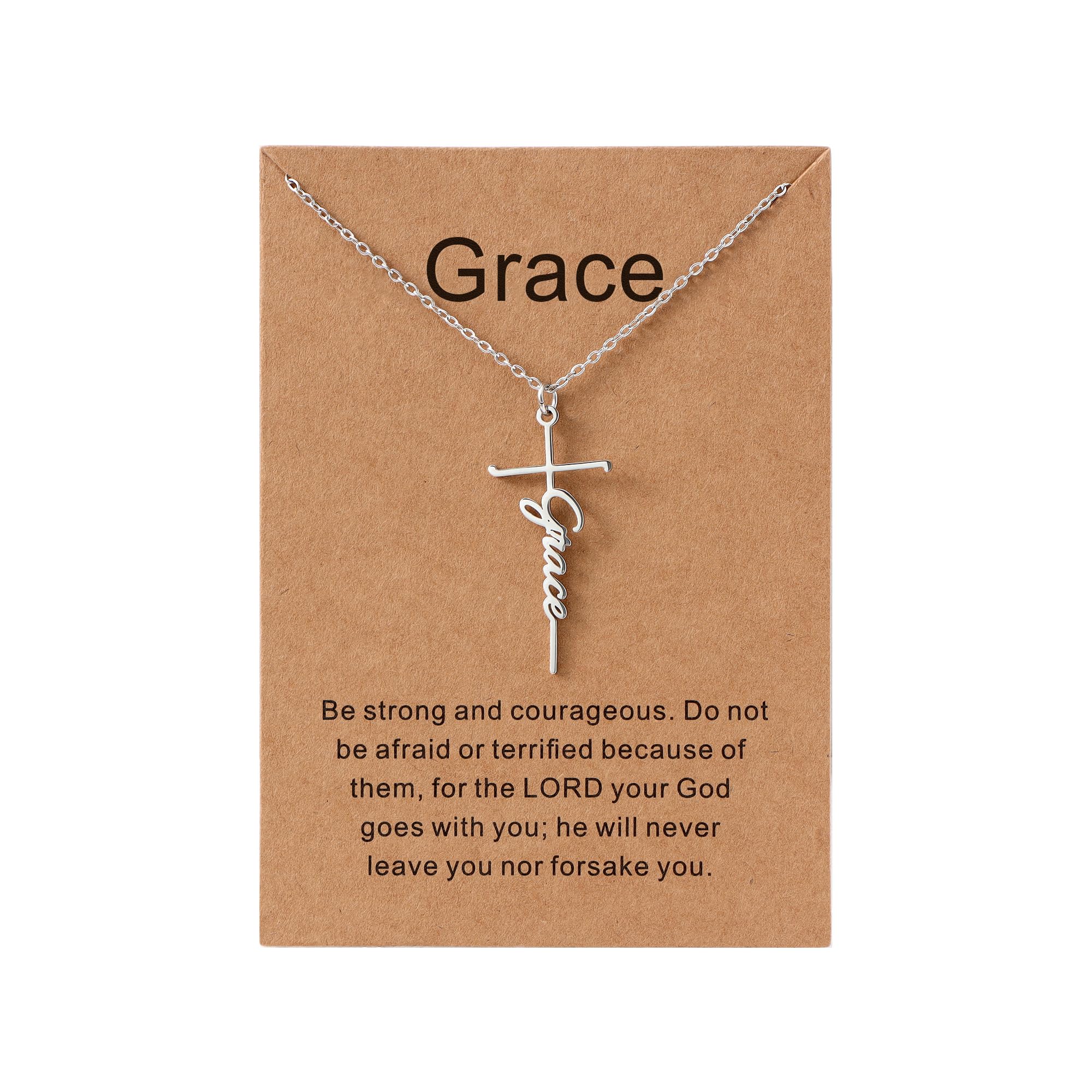 Lcherry Grace Name Cross Necklace Personalized