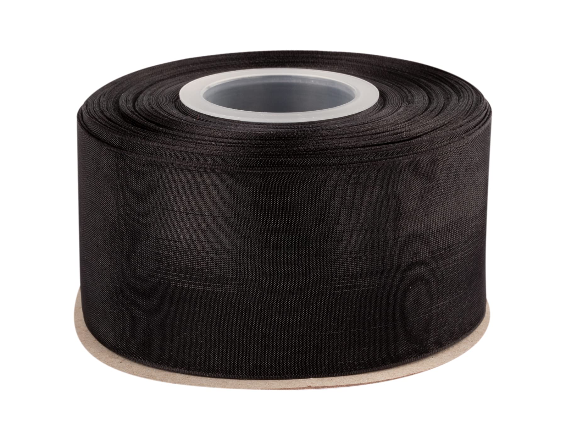 Ribbonitlux 50mm Sheer Organza Ribbon, Black Shimmer Chiffon Ribbon 45M-Roll, Ideal for Wedding Events Christmas Decaration Making Floral Bouquets DIY Crafts