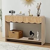 ORRD Console Table with Drawers, Mid-Century 43 Inches Narrow Entryway Table with Open Storage Shelves, Hallway Accent Tables