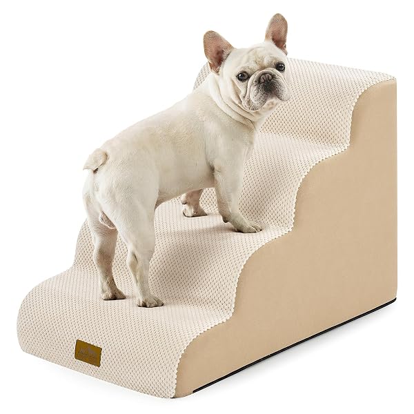 COZY KISS DOG STAIRS FOR SMALL DOG 19.7″ H, 4 STEP PET RAMP FOR BED