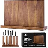 ENOKING Extra Large Magnetic Knife Block, 15.2-In Acacia Wood Knife Holder for Home Kitchen, Universal Knife Holder Stand with Strong Enhanced Magnets for Safe and Multifunctional Knife Storage