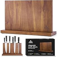 Extra Large Magnetic Knife Block, Double-Sided Acacia Wood Knife Holder with Built-in Powerful Magnetic Strips, 15.2" Univers