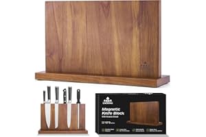 Extra Large Magnetic Knife Block, Double-Sided Acacia Wood Knife Holder with Built-in Powerful Magnetic Strips, 15.2" Univers