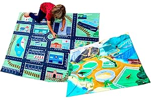 BIRDYBOUTIQUE.COM Birdy Boutique - Double Sided Learning Blanket® - City Block and Dinosaur Expo - Cozy Soft Minky - Great for Early Readers, Homeschoolers, PreK, Kindergarten - 50" X 60"