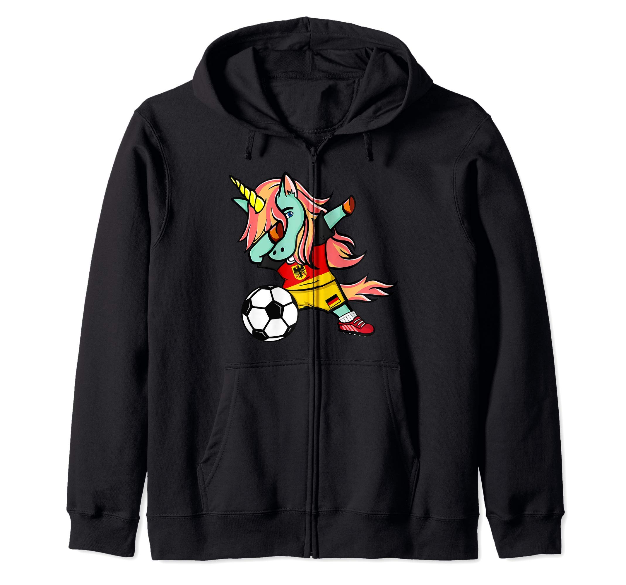 Dabbing Unicorn Germany Football - German Flag Soccer Lovers Zip Hoodie