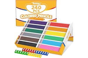 TOIDGY 240 Packs Colored Pencils Bulk Classroom, Colored Pencils for Kids 12 Assorted Colors, Coloring Pencil Set Plus 24 Sharpeners, Pre-sharpened Color Pencils, Back to School Supplies Bulk for Teachers