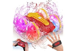 SAUFTTI Amphibious RC Car with Lights for Kids 6-12 Year Old Gesture Sensor RC Stunt Cars Boat 4WD 2.4GHz Waterproof Hand Controlled Remote Control Car 360° Rotating Water Beach Pool Toys Gift for Boys Girls