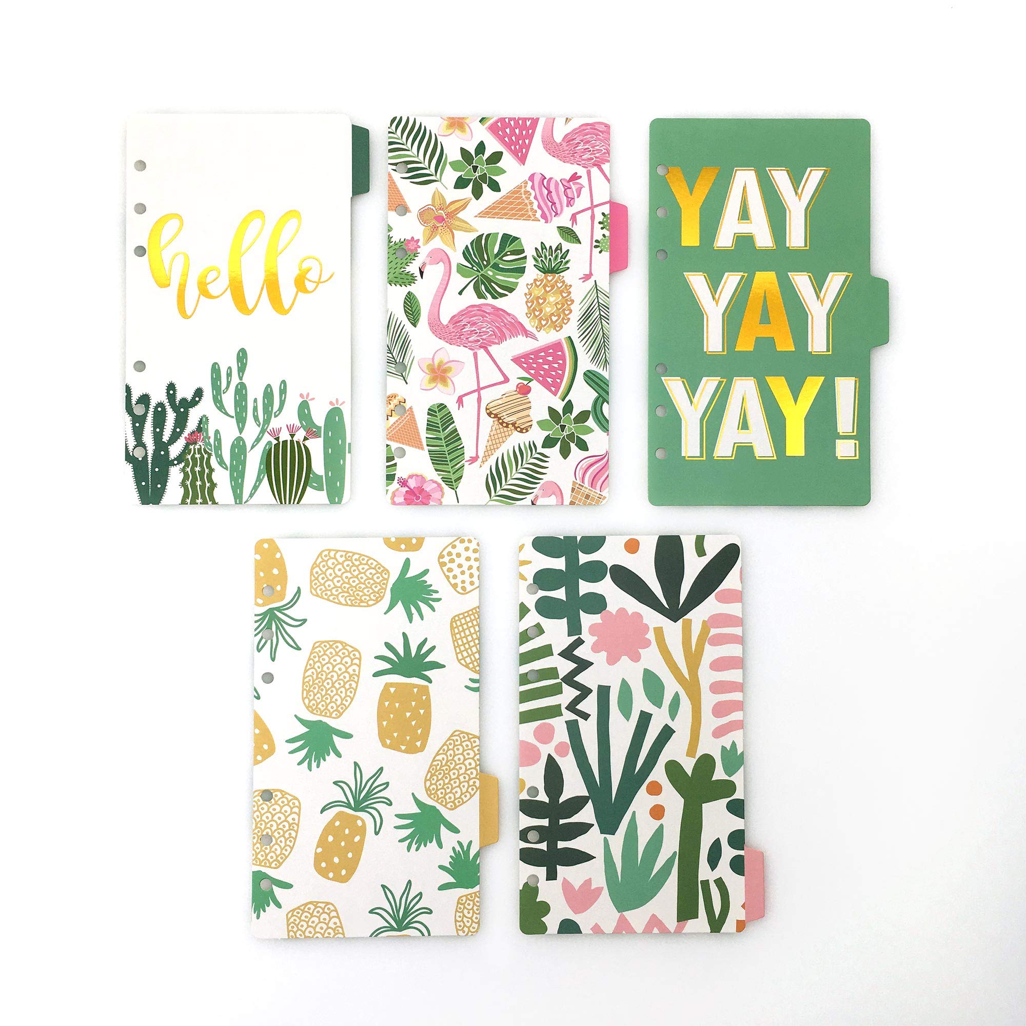 Index Tabs for A5/A6 6-Holes Cover Round Ring View Binder File Folder Loose Leaf Sheet Protectors Binder Cover Protector (Divider Paper Hello, A6/17cm*10cm)