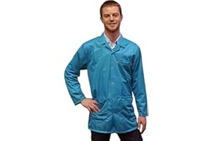 StaticTek Anti-Static ESD Jacket | Certified Level 3 Protective Workwear | Lightweight & High Shielding ESD Smocks for Lab & Cleanroom | Teal Large Full Sleeve Snap Cuff Coat (TT_JKC9024SPTL)