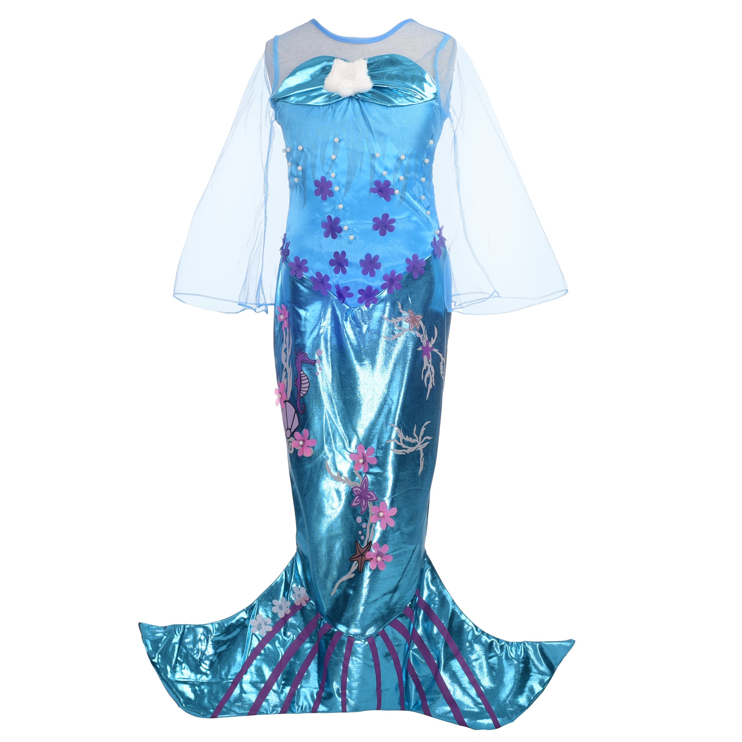 Lito Angels Princess Mermaid Fancy Dress Up Costumes for Kids Girls Birthday Theme Party Outfit Age 6 Years, Blue