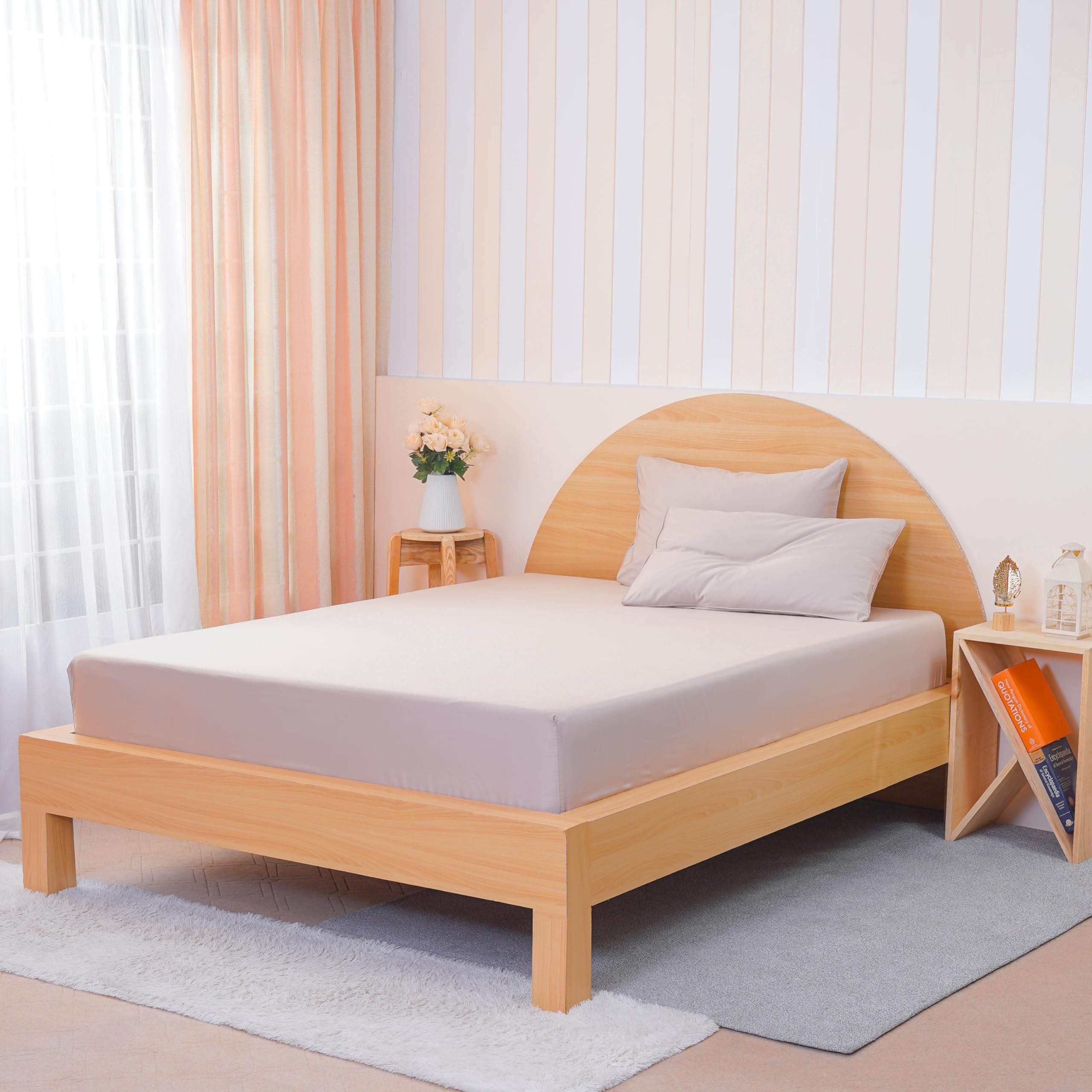 Sheet Story Bamboo King Size Fitted Sheets - 41cm Deep Pocket - 400 Thread Count - Hypoallergenic, Soft and Cooling Fitted Sheets King Size - Beige