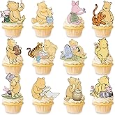 48pcs Cupcake Toppers for Winnie Birthday Decorations Cupcake Decorations for Baby Shower Decortions