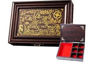 Vintage Dice Tray & Rolling Box for DND – Antique-Style Storage Vault with Adjustable Dividers for Dice, Minis & Tokens – Sol