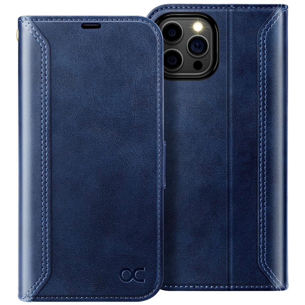 OCASE for iPhone 15 Pro Max Wallet Case, PU Leather Folio Flip Phone Case with RFID Blocking Card Holder Kickstand, Shockproof Phone Retro Cover for 2023 Pro Max 5G 2023 6.7 Inch,Blue