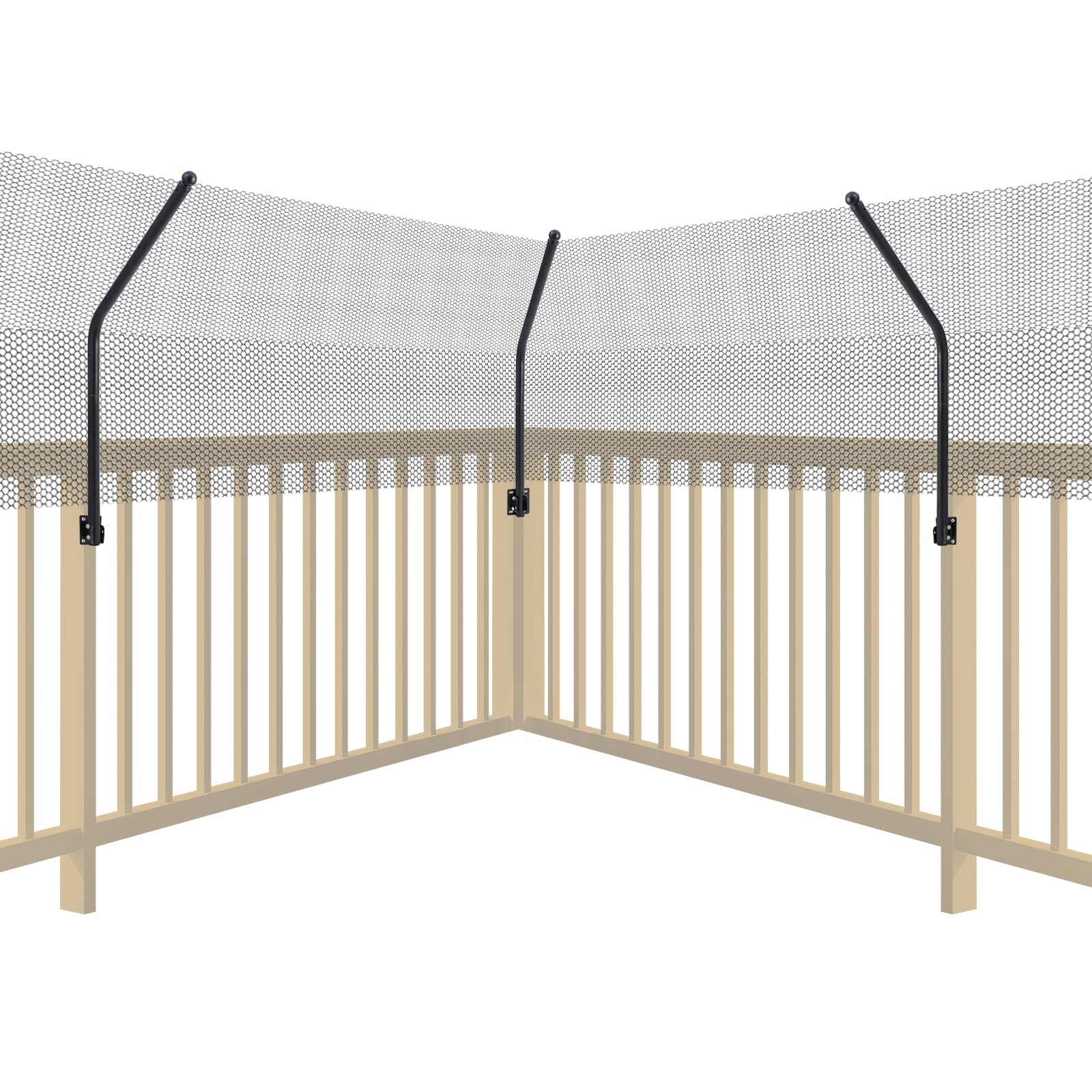 Photo 1 of Cat Fence Retrofit System - Curved Fence Extension for Existing Outdoor Fences, Includes Galvanized Steel Extenders and Poly Mesh for Wood, Chain Link, Metal, Brick, & Vinyl Fences?100ft kit?