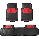 FH Group Car Floor Mats - Heavy-Duty Rubber Floor Mats for Cars, Universal Fit Full Set, Trimmable Automotive Floor Mats, Climaproof Floor Mats for Most Sedan, SUV, Truck Floor Mats Red