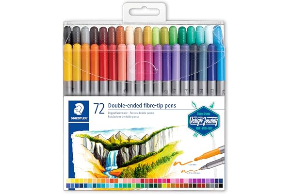 Staedtler Double-Ended Fiber-Tip Pens, Non-permanent Ink, Fine & Bold Writing and Coloring Tips, 72 Assorted Colors, 3200 TB7