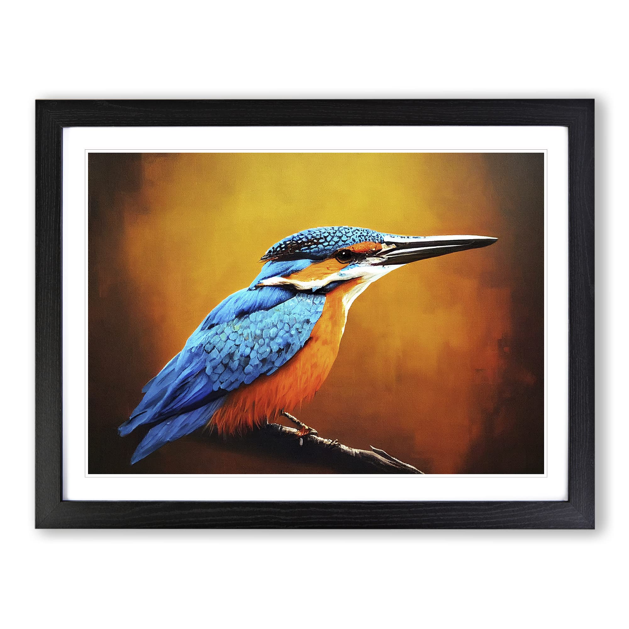 Harmonious Kingfisher Bird Framed Print | A4 Black Framed Wall Art | Ready to Hang | Modern Nature Picture | Living Room Bedroom Lounge Office
