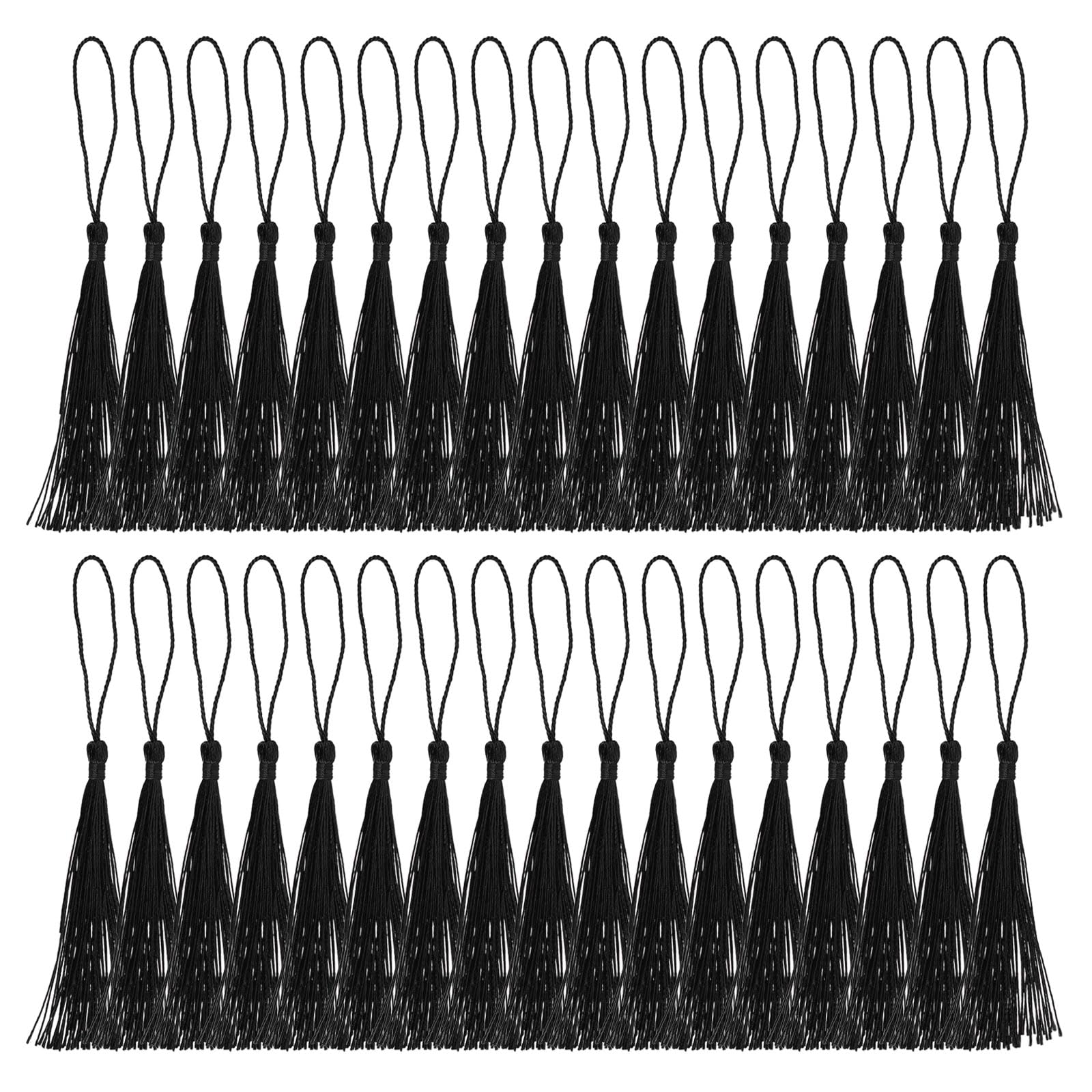 PATIKIL 13cm/5 Inch Bookmark Tassels, 100 Pack Soft Silky Floss Cord Loop Mini Handmade Tassels for Craft DIY Keychain Jewelry Making, Black