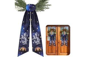 PARTYFORU Christmas Wreath Sash for Front Door - 2 Pcs Blue Lord Sashes for Wreaths Xmas Party Home Decor, 60 Inch Merry Christmas Wreath Sash with Stars for Thankgiving Farmhouse Indoor Outdoor