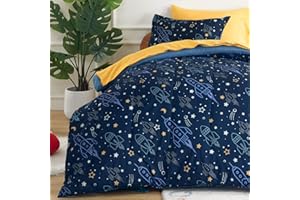 SONIVE Bed in a Bag Twin Size, Reversible Soft Warm Lightweight for All Season Machine Washable, 5 Pieces, Space Ship