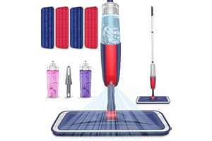 Wet Mops Dust Mops for Hardwood Floor Cleaning - MEXERRIS Spray Mops with 4X Reusable Washable Pads 2X Bottles Microfiber Wood Floor Mop Home Commercial Use for Hardwood Wood Laminate Ceramic Tiles