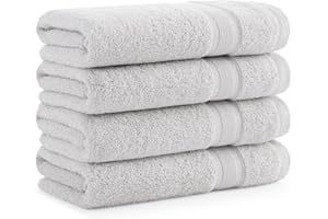 Aston & Arden Solid Turkish Hand Towels - Set of 4 - Extra Soft & Plush with Finest Long-Staple Aegean Cotton, 600 GSM, Luxury Towel for Spa, Hotel, and Bathroom, 18 x 32, Weathered Grey
