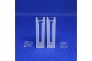 LAB4US Quartz Semi-Micro cuvette Cell (2pcs) with Lid for spectrophotometer, Quartz Semi Micro Cuvettes Cells, 10mm Pathlength, 1.4ml, 2 Clear Sides