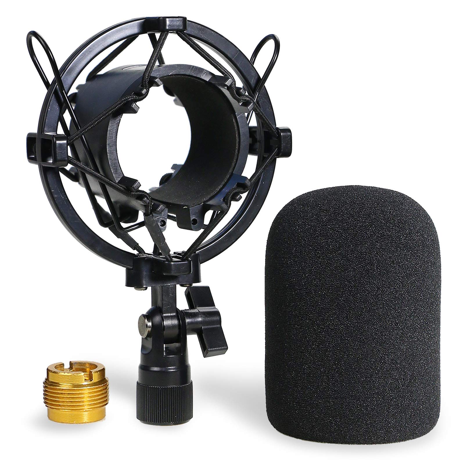 AT2020 Shock Mount with Pop Filter - Foam Windscreen with Microphone Mount Reduces Vibration Noise and Blocks Out Plosives for Audio Technica AT2020 AT2035 ATR2500 Condenser Mic by YOUSHARES