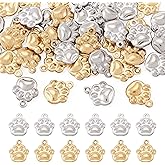 KISSITTY 304 Stainless Steel Dog Paw Print Charms Bulk Cute Puppy Doggy Paw Metal Pendant Footprint Animal Pet Tiny Charms for Bracelet Necklace Jewelry Making Kit and DIY Craft Accessories