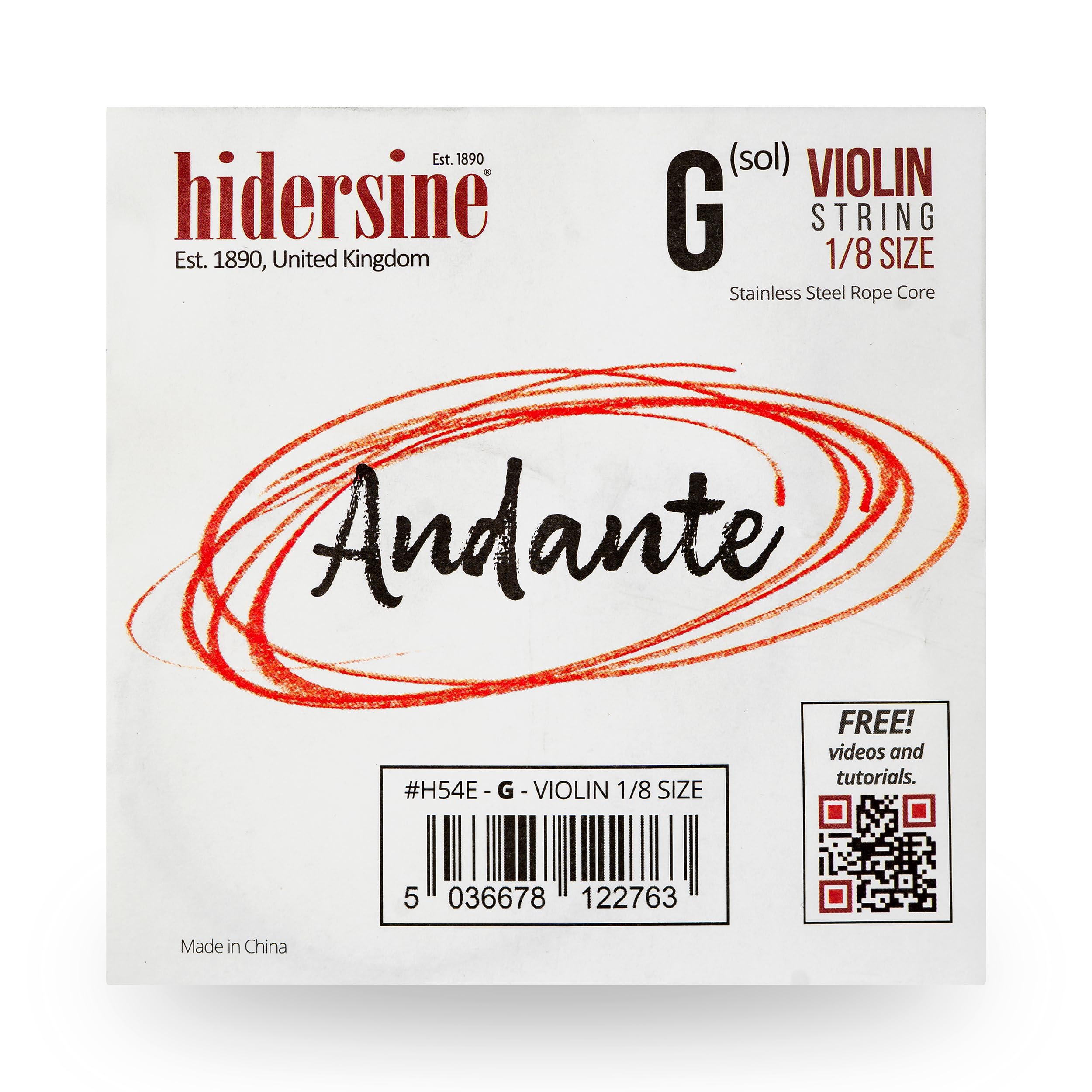 Hidersine Andante SINGLE G String for Violin 1/8 size. Steel Rope Core string feels easy to play. Great tone and great value. Perfect for Students with eighth sized violins.