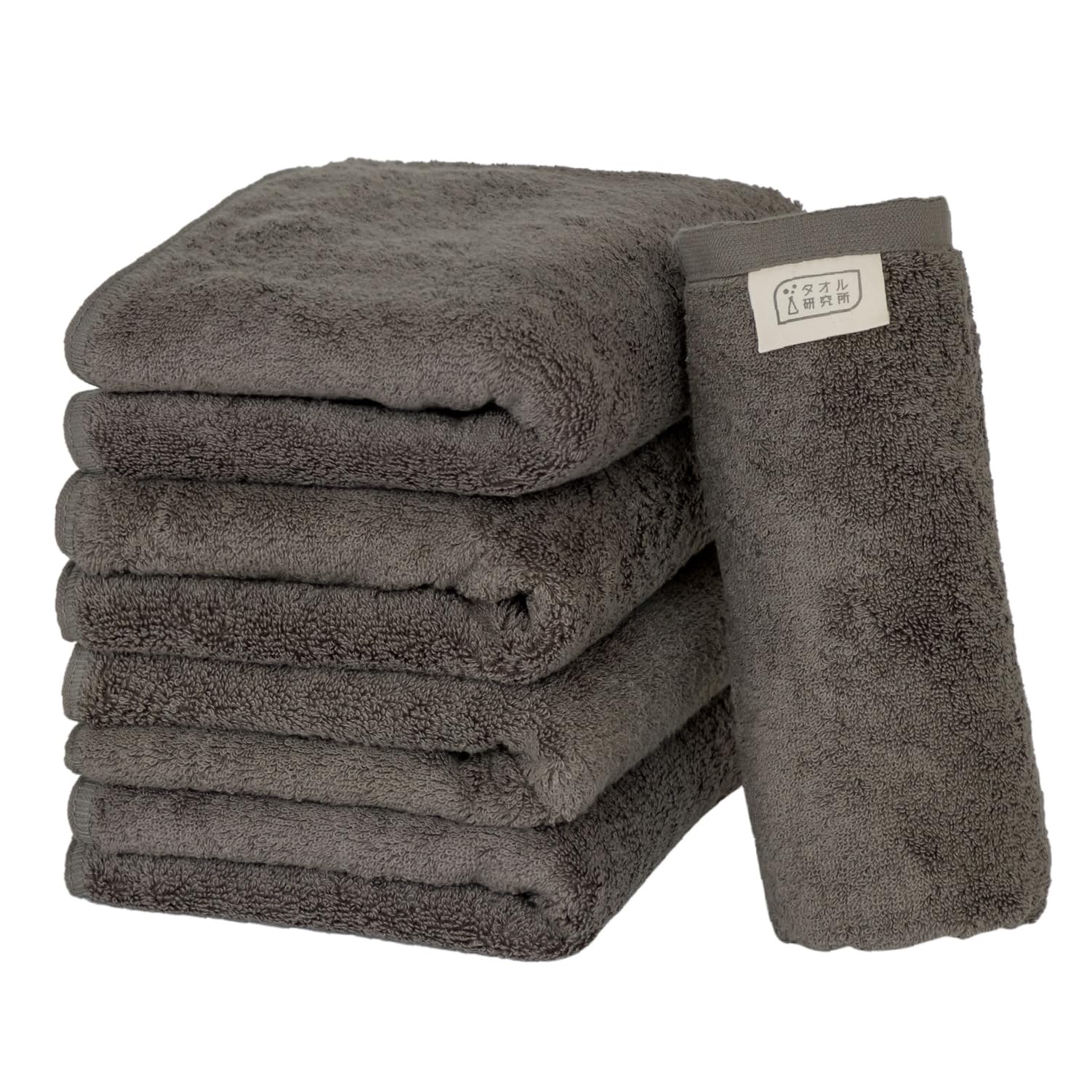 Kenkyujo Towels Volume Rich #003 Face Towel, Set of 5, Fluffy, Hotel Specifications, Rapid Absorption, 100% Cotton, Durable, Less Shedding, Available in 10 Colors, Japanese Technology, Charcoal Gray