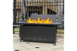 EcoNook 57 inch Propane Fire Pit Table,50000 BTU Gas Fire Pits Table with Lid & Lava Rock & Waterproof Cover, Outdoor Propane Firepit for Dining or Party, Outside, Patio, Garden, Yard