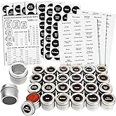 Talented Kitchen Magnetic Spice Jars - 3 oz, Stainless Steel, 24-Pack - Spice Tins with Sift & Pour Lids & Fridge Magnets for