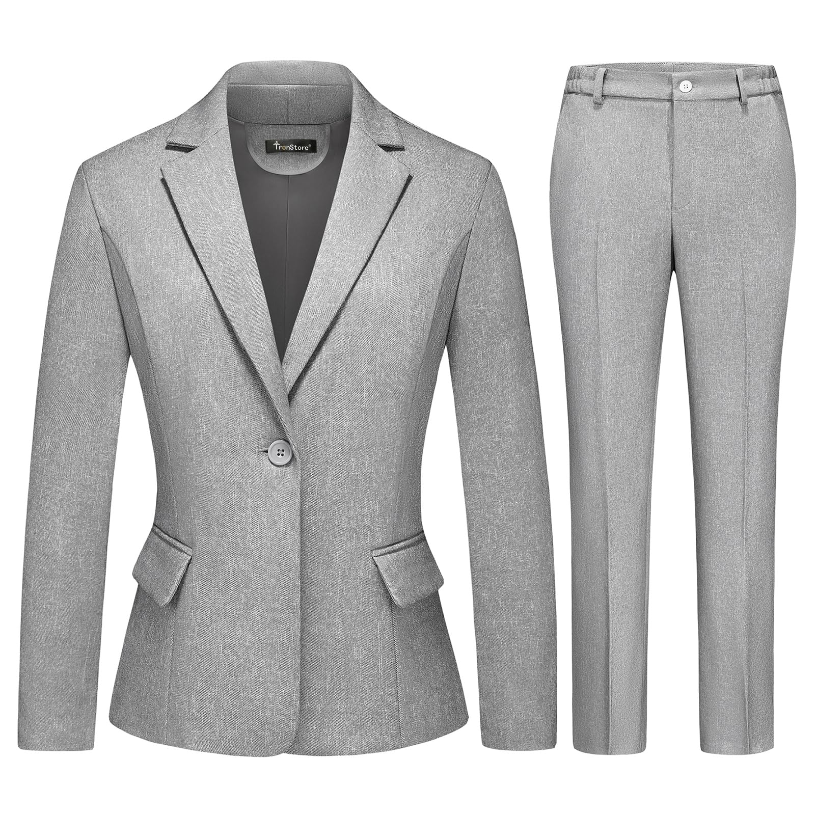 Photo 1 of *** PARTIAL SET - TOP ONLY *** TRONSTORE Women's Business Solid Suit 2 Piece Slim Fit Classic Blazer Pants Set for Women Formal Office Grey M
