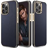 LOHASIC for iPhone 15 Pro Case Leather, Business Classic Style Soft Grip Flexible Protective Men Slim Fit Cover Cases Compatible with iPhone 15 Pro 5G 6.1 inch 2023 New - Navy Blue
